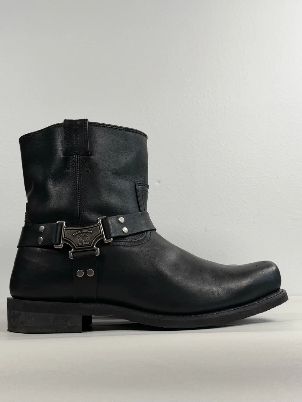Eddie Moran Men’s Harness Boots Size 14 EE 76019W Black Leather Motorcycle Biker